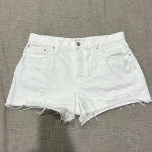 Free People We The Free White Denim Distressed Cut Off Shorts Sz 31